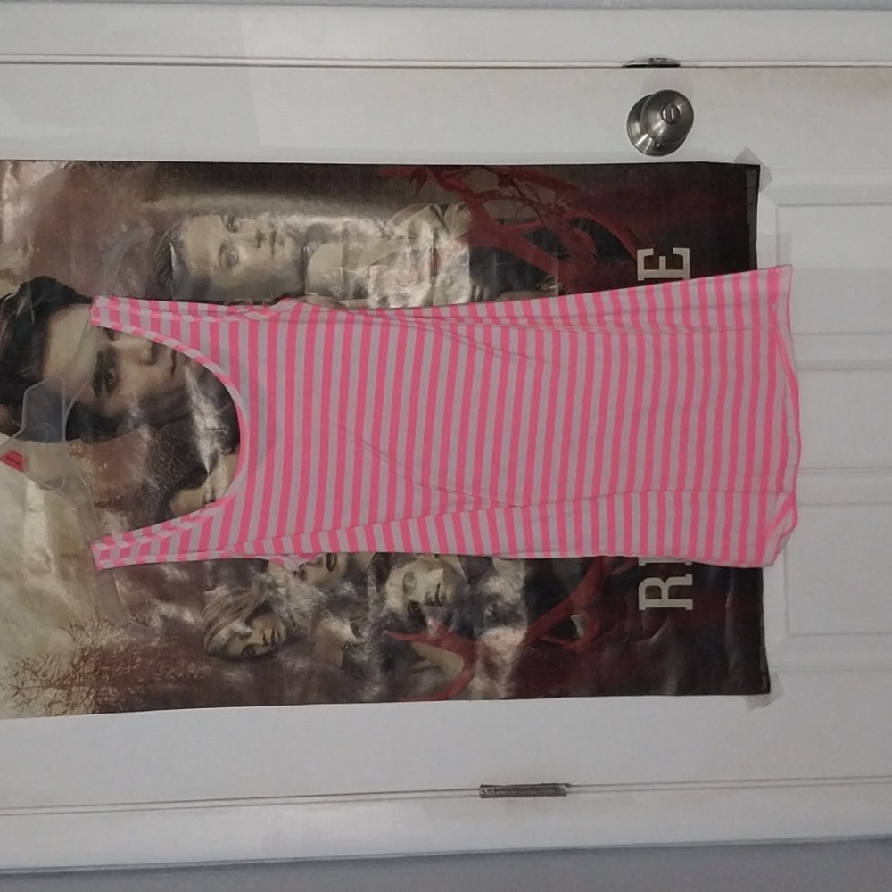 PINK AND WHITE STRIPED DRESS